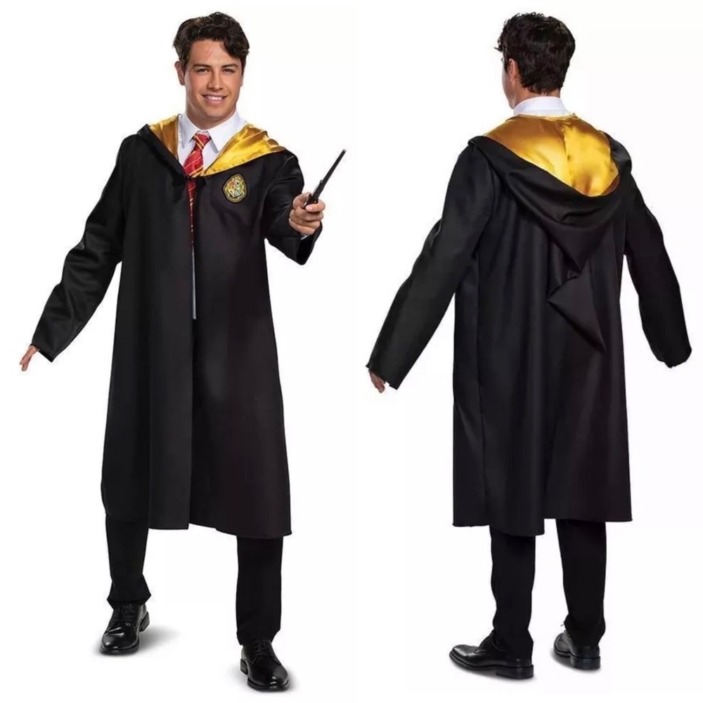 Harry Potter Hogwarts Adult Unisex Black Hooded Robe Only~Halloween~One Size~New